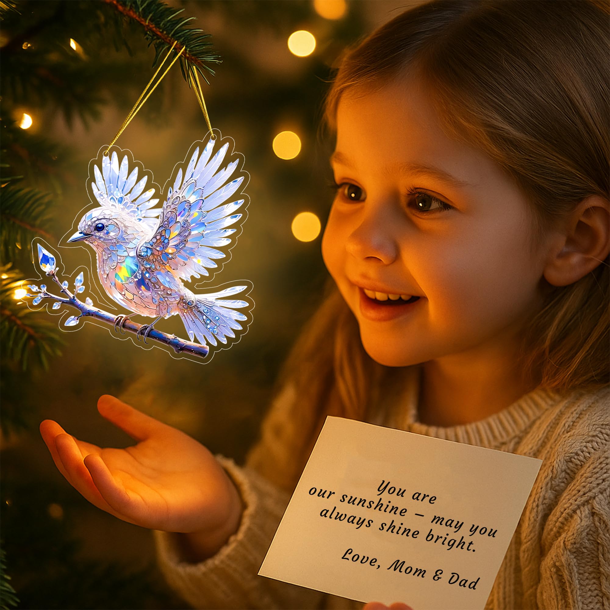 2D flat acrylic Spirit Bluebird Ornament detail