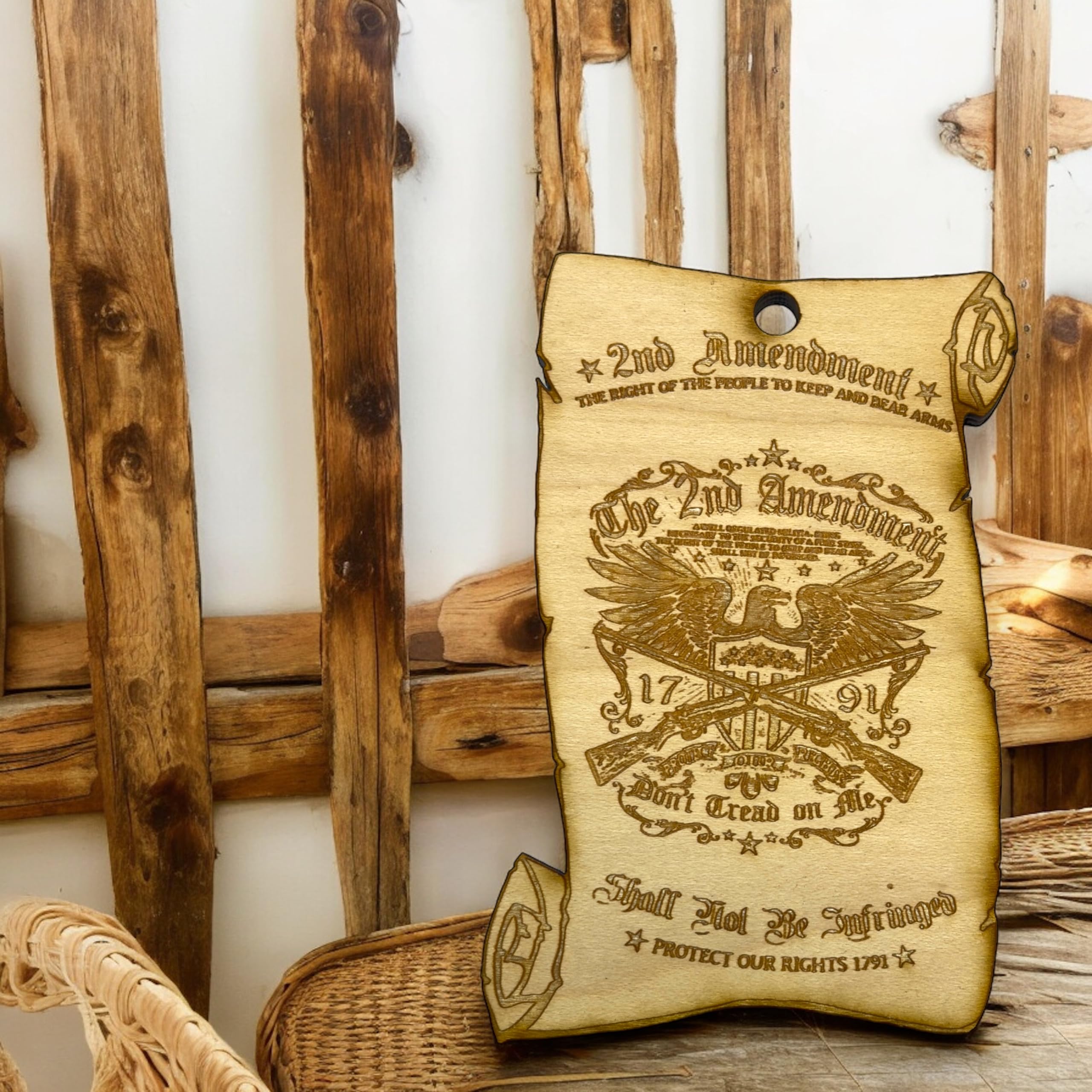 2nd Amendment maple ornament for holiday decor