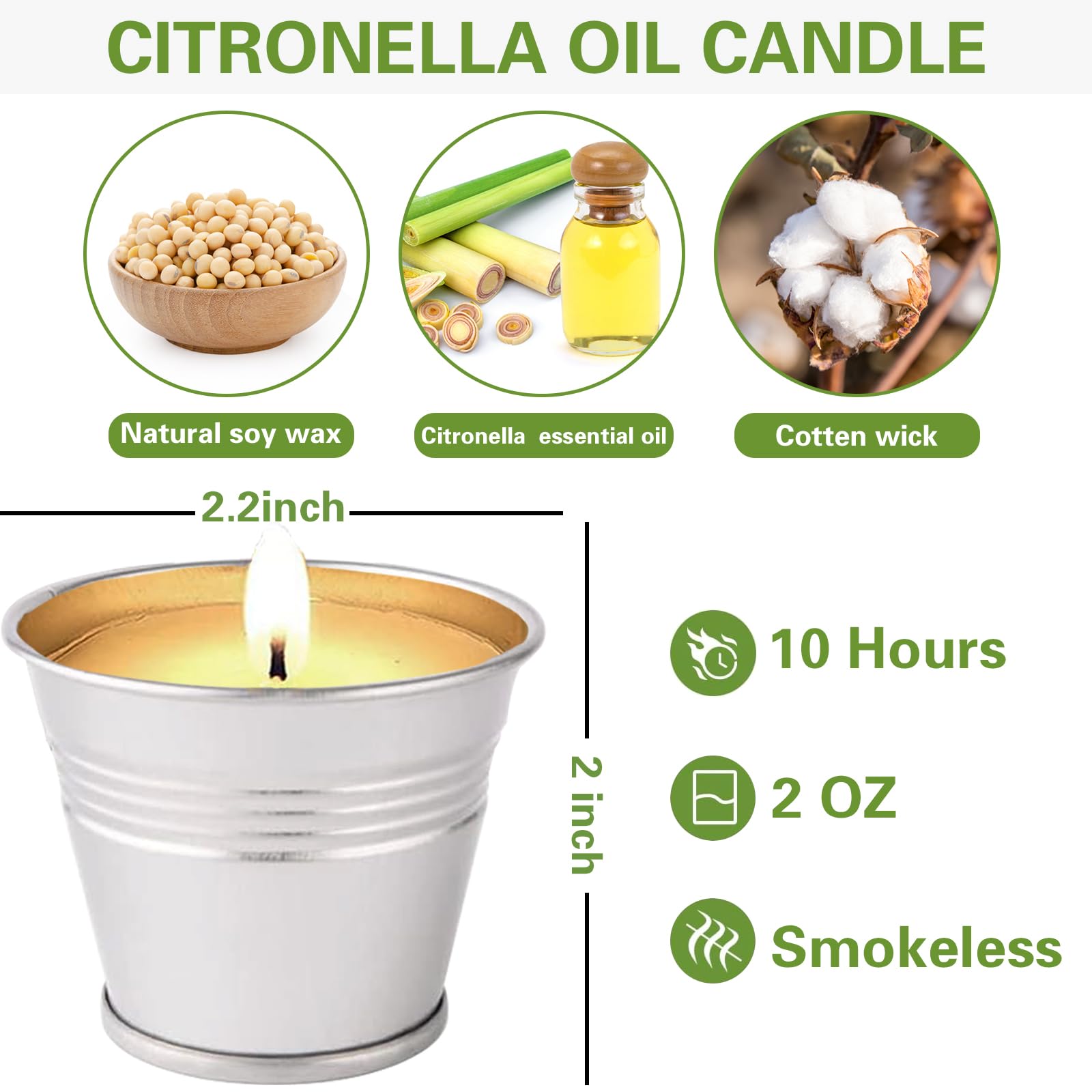 Smokeless outdoor citronella candle for patio use