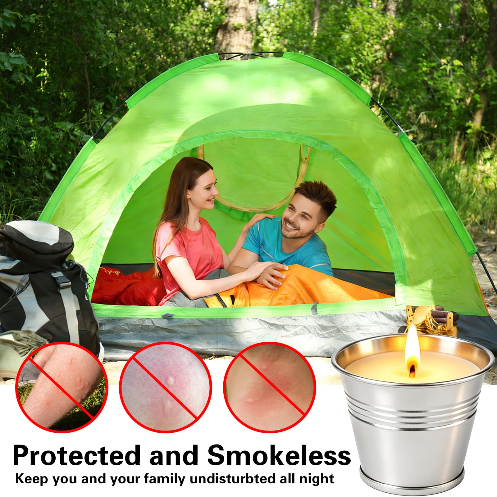 Silver metal tin candle for outdoor use