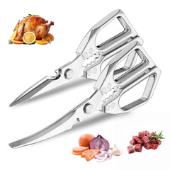 two-pack heavy duty stainless steel kitchen scissors blades close up