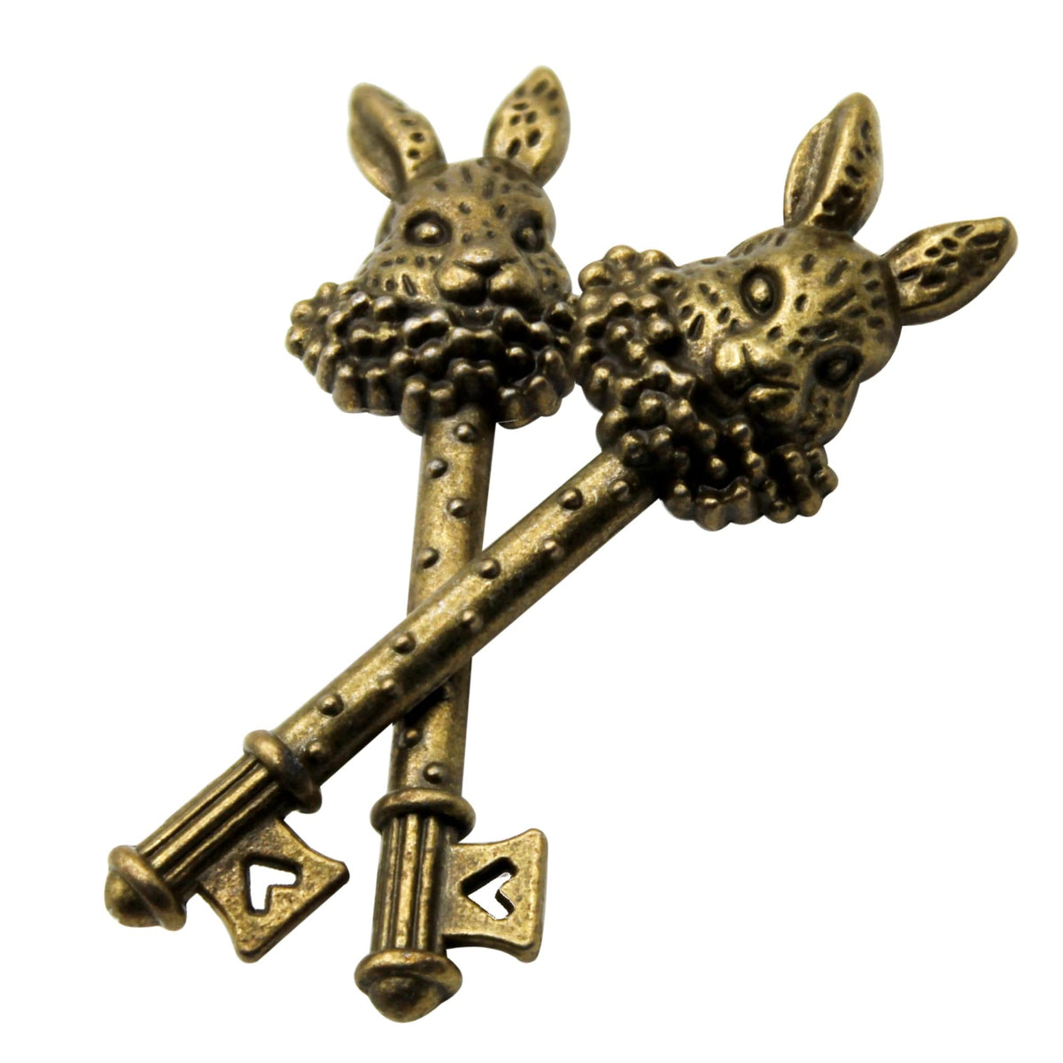 Two piece antique style Easter bunny key set for decor