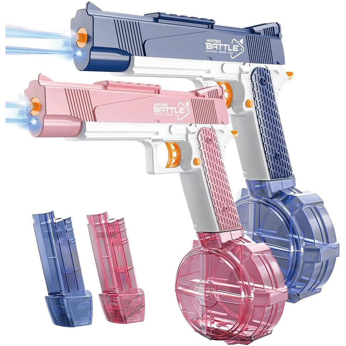 2Pcs pink electric water gun with LED light