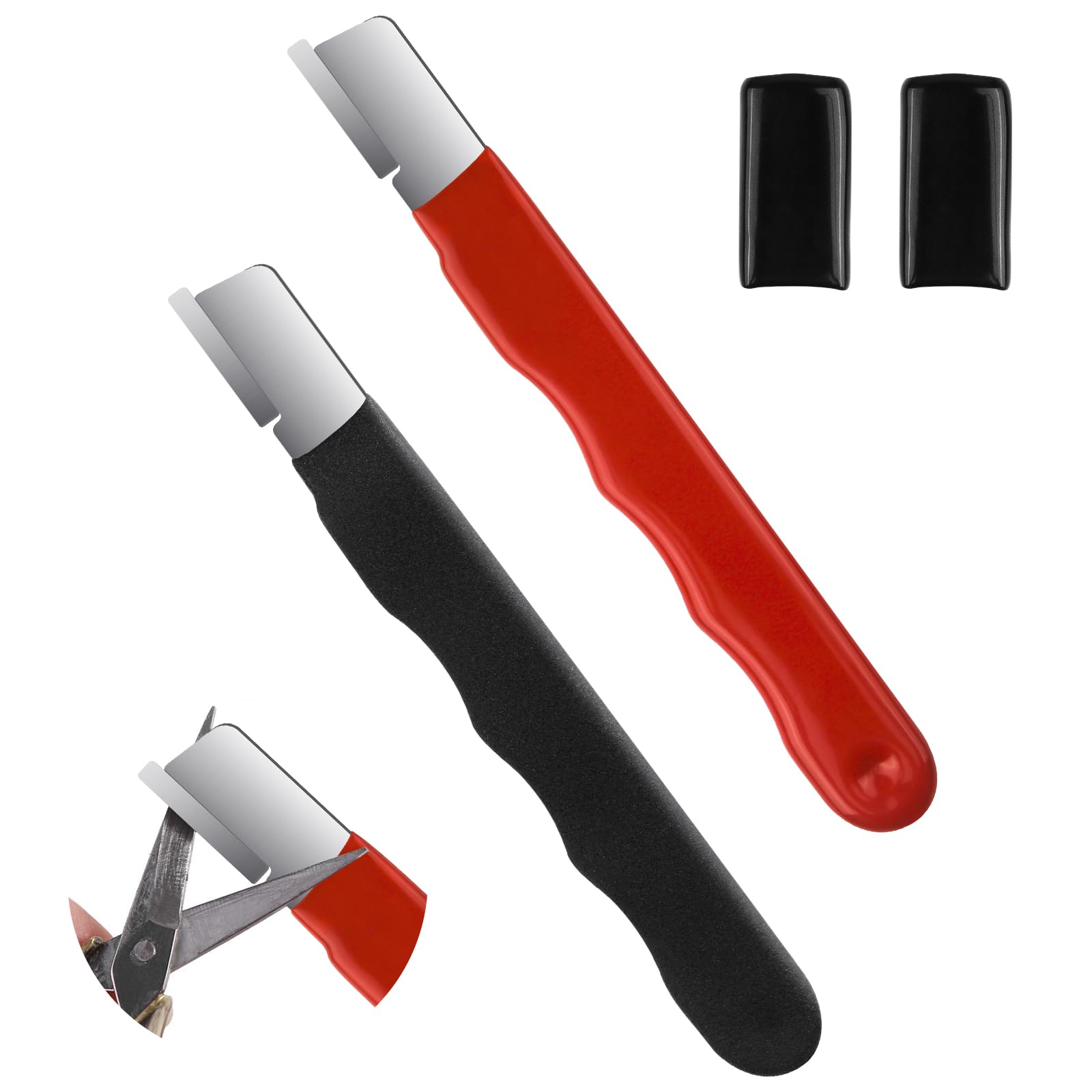 Red 2pc portable knife sharpener with tungsten carbide edge