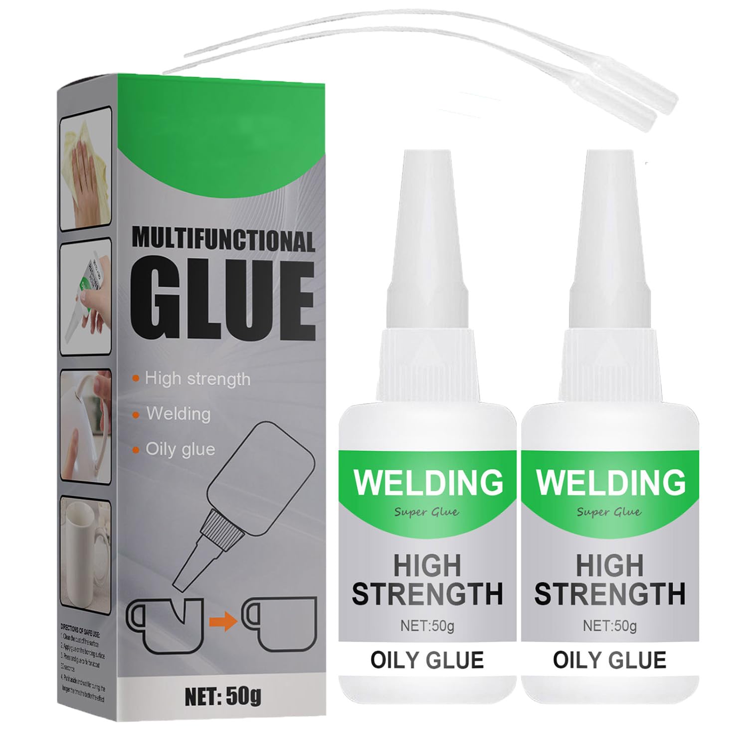 2Pcs Welding High-Strength Oily Glue package with nozzle