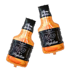 Two large whiskey bottle foil balloons for beer party decor