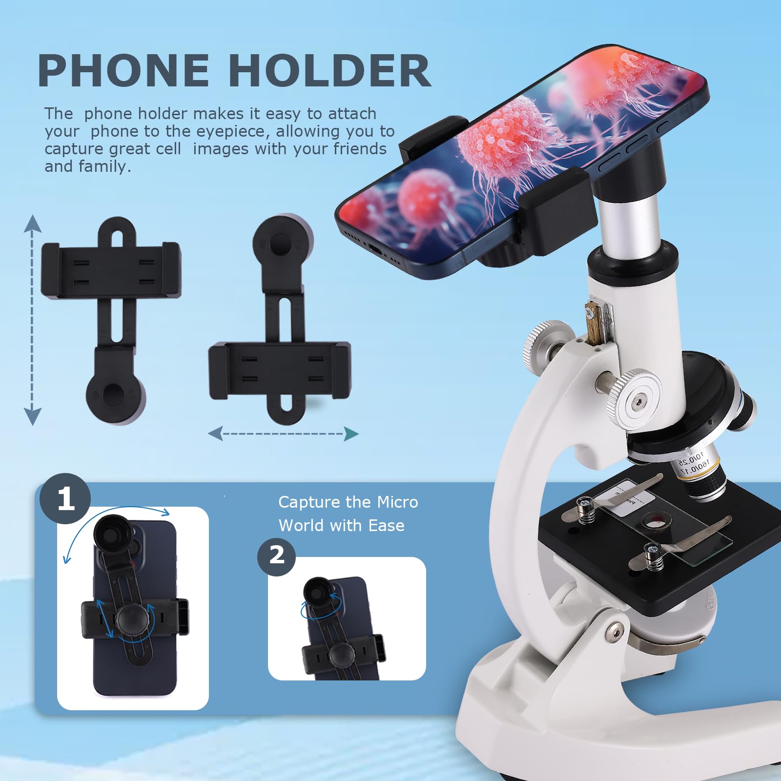 Educational tool kit with slides specimens and phone holder