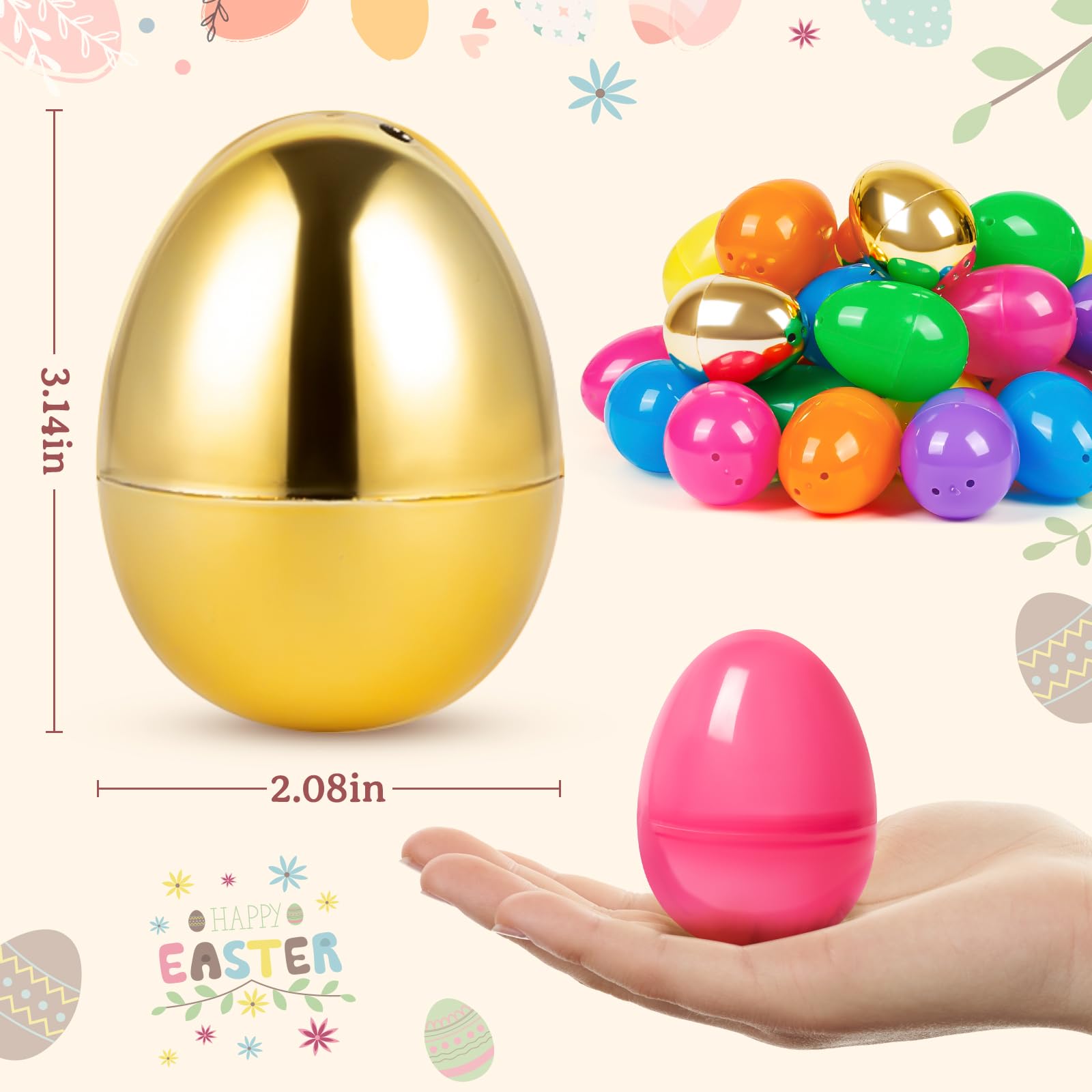 3-14 inch plastic Easter eggs bulk pack