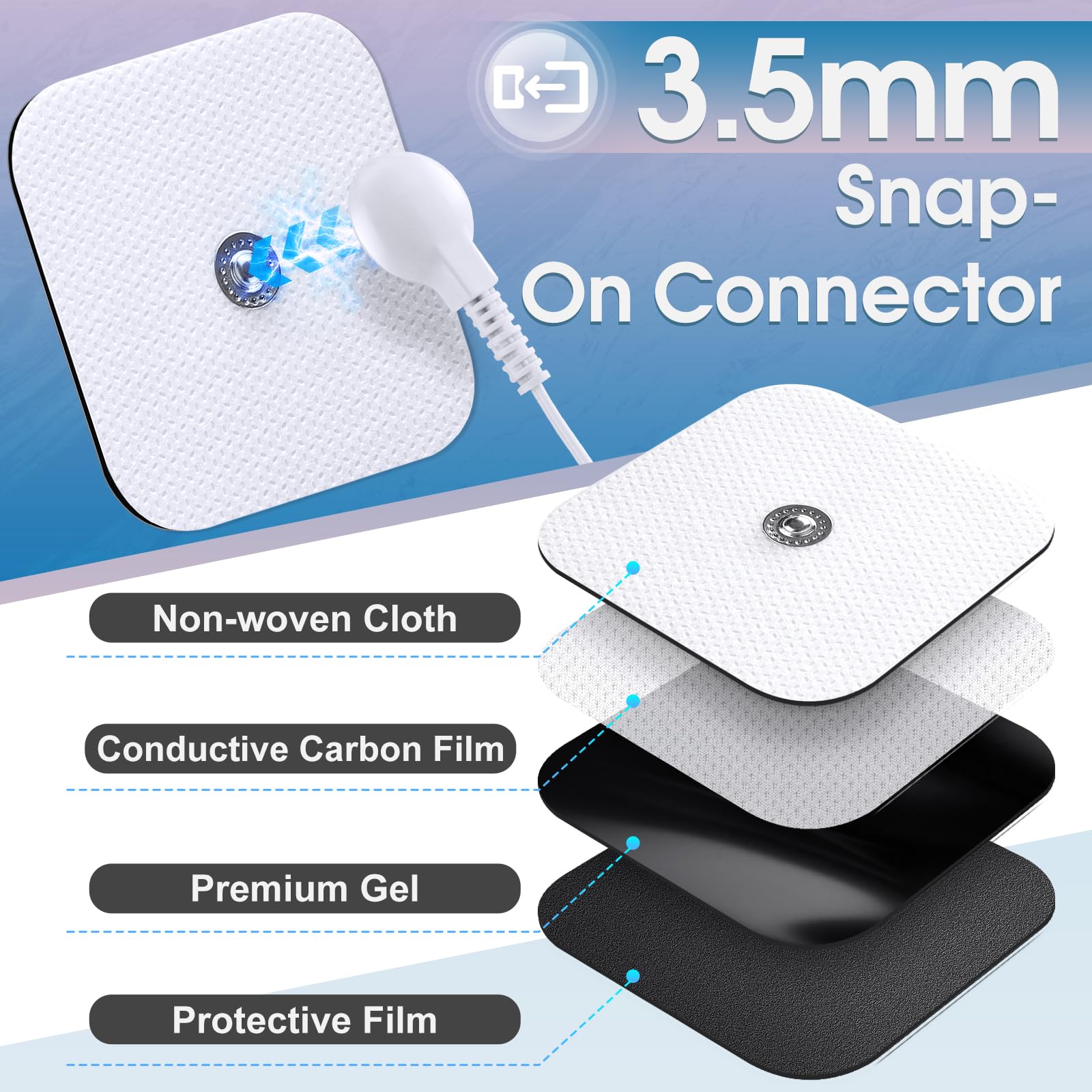 Self-adhesive 2x2 inch TENS electrode pads