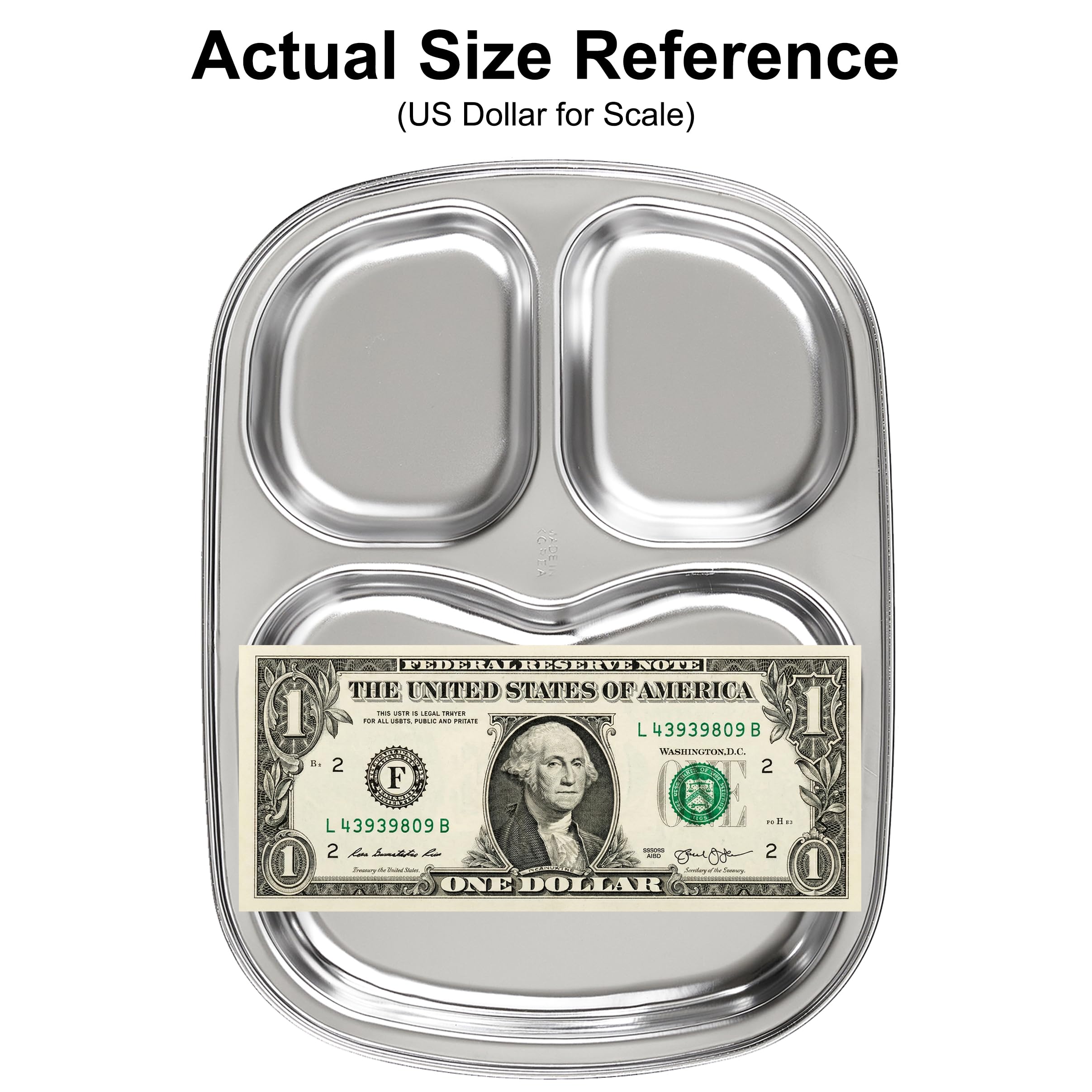 3-compartment toddler plate measures 9 × 6.7 × 1 inches