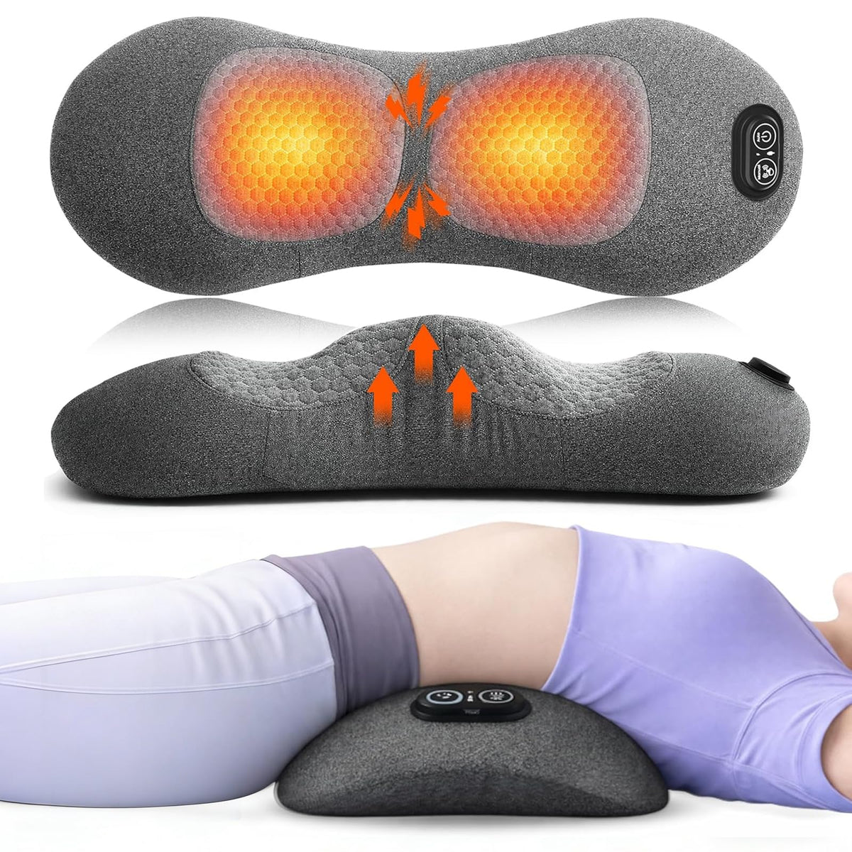 3 in 1 Electric Lumbar Support Pillow memory foam adjustable height