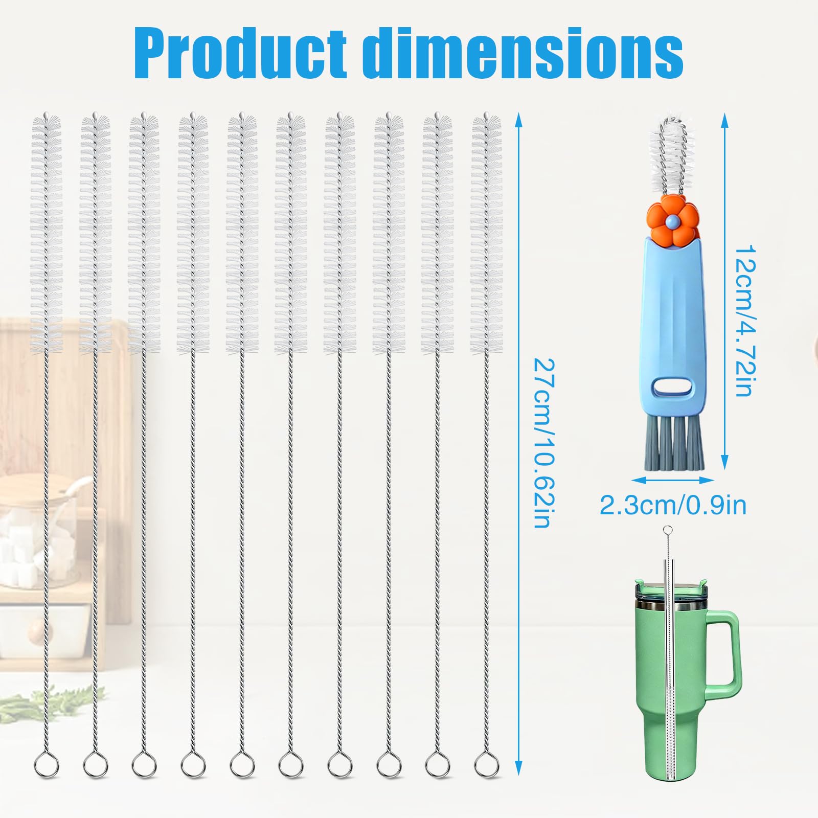3-in-1 Lid Cleaning Brush Set for cup lids with hook remover
