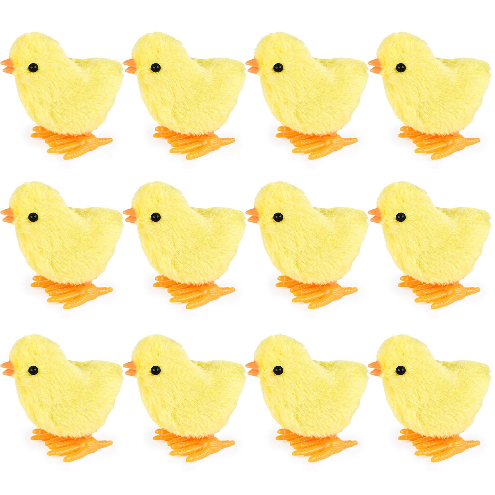 12 yellow baby chick wind up toys set for Easter party favors