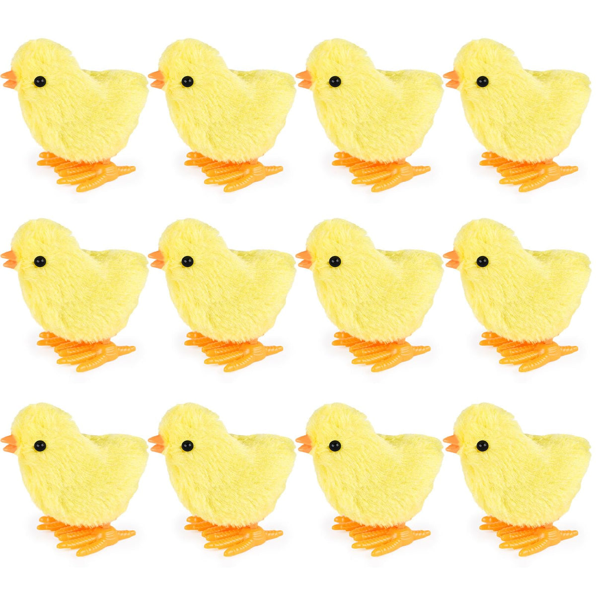 12 yellow baby chick wind up toys set for Easter party favors