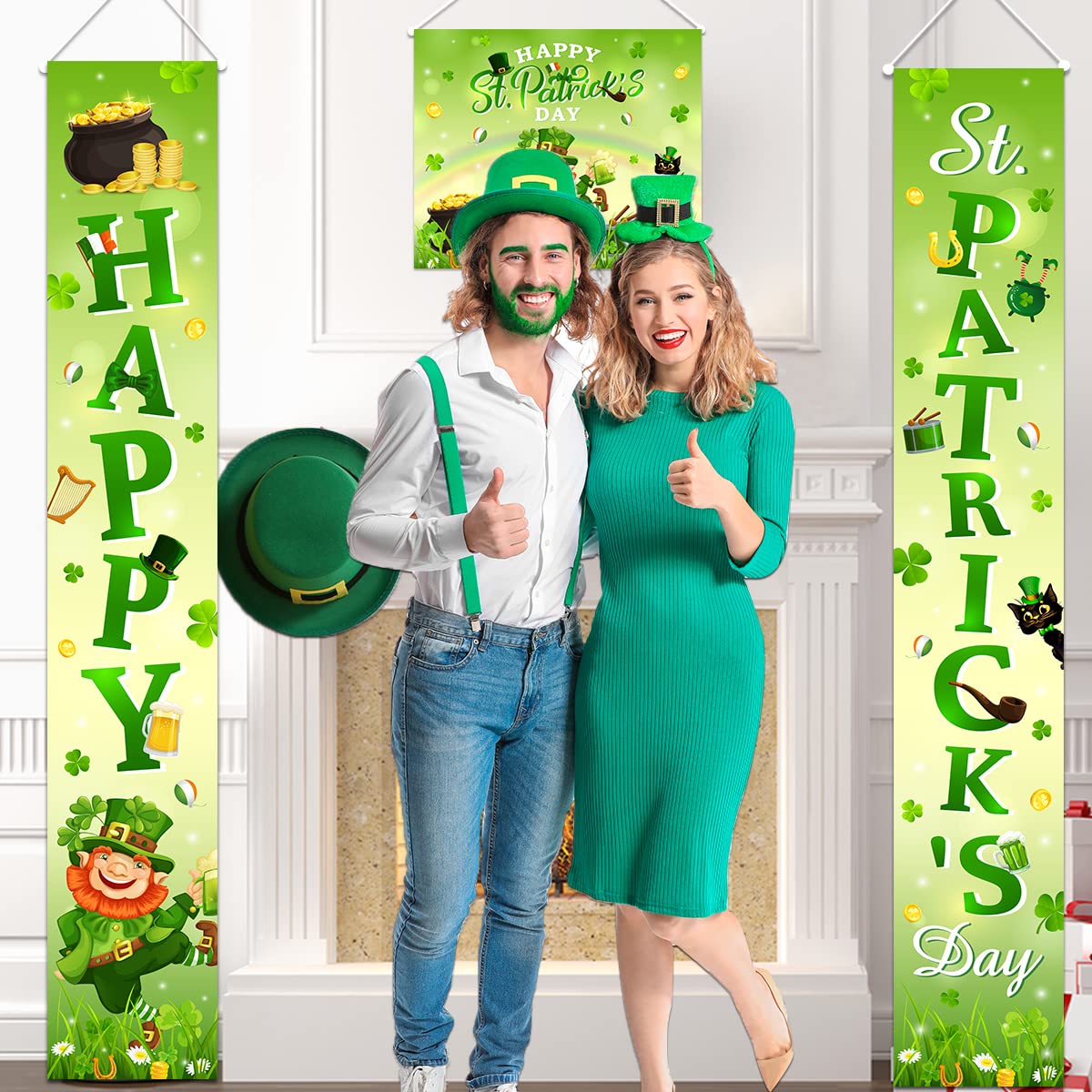 Green Clover banner yard sign long portico banners 180x30 cm