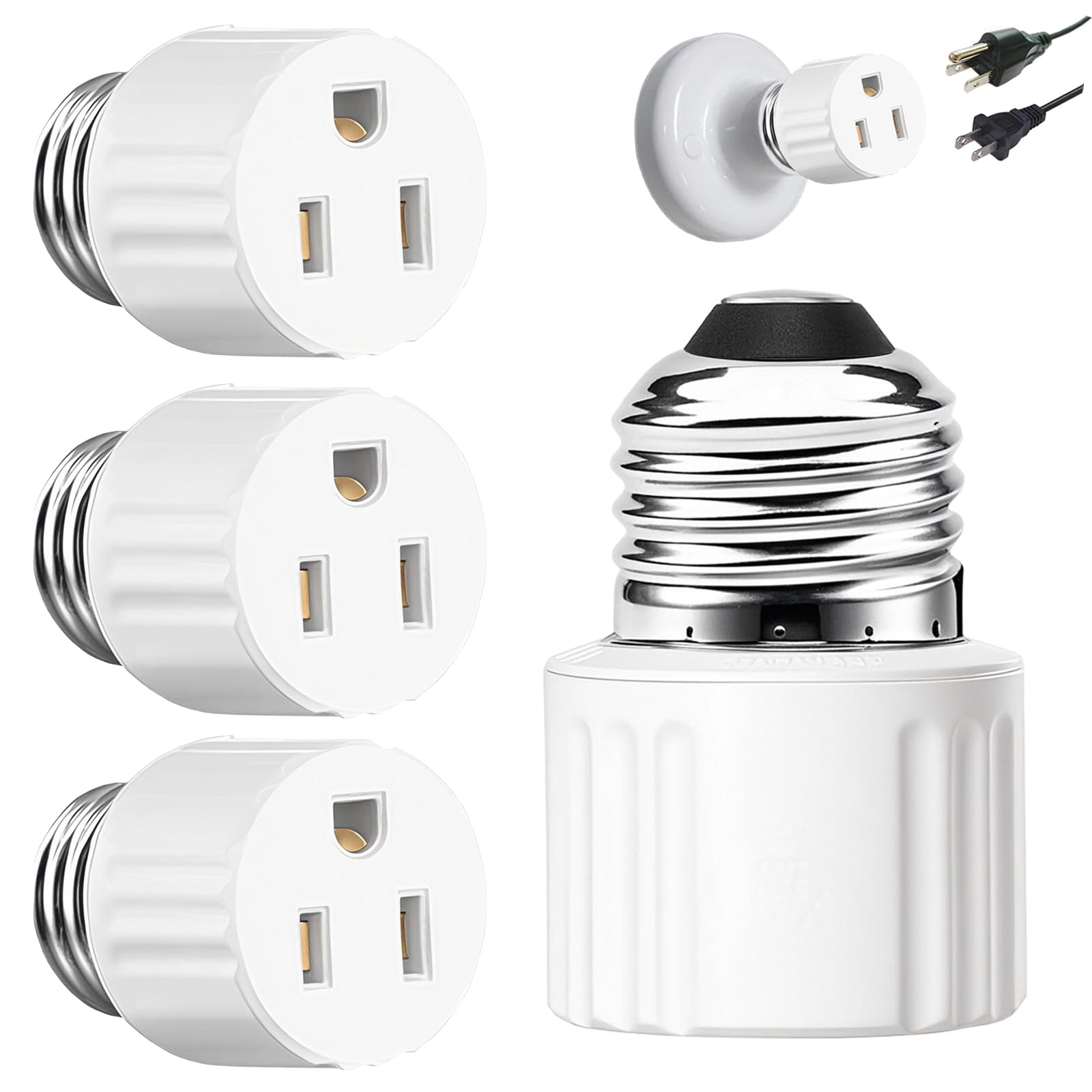 3 pack light socket outlet adapter white packaging