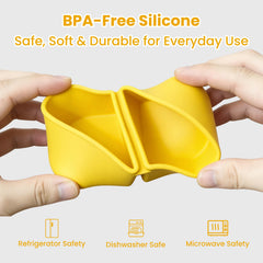 Two 4-ounce compartments inside silicone container