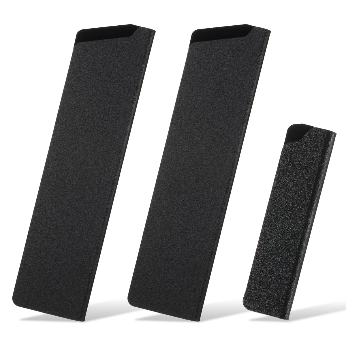 Three piece knife covers sleeves set in black ABS with felt interior