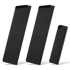 Three piece knife covers sleeves set in black ABS with felt interior