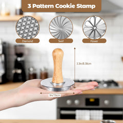 Aluminum cookie stamps in diamond swirl and flower shapes