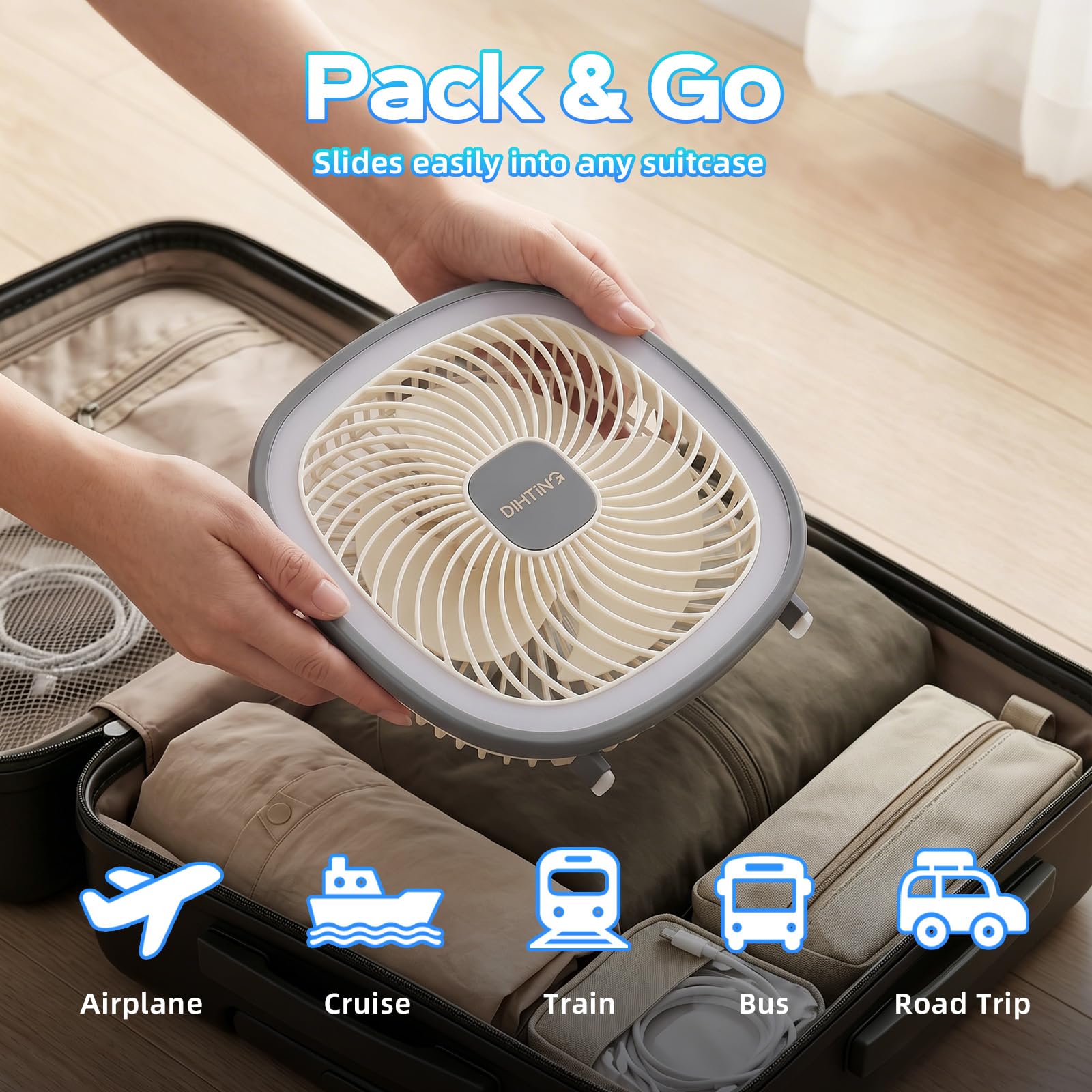 7 hour runtime rechargeable desk fan