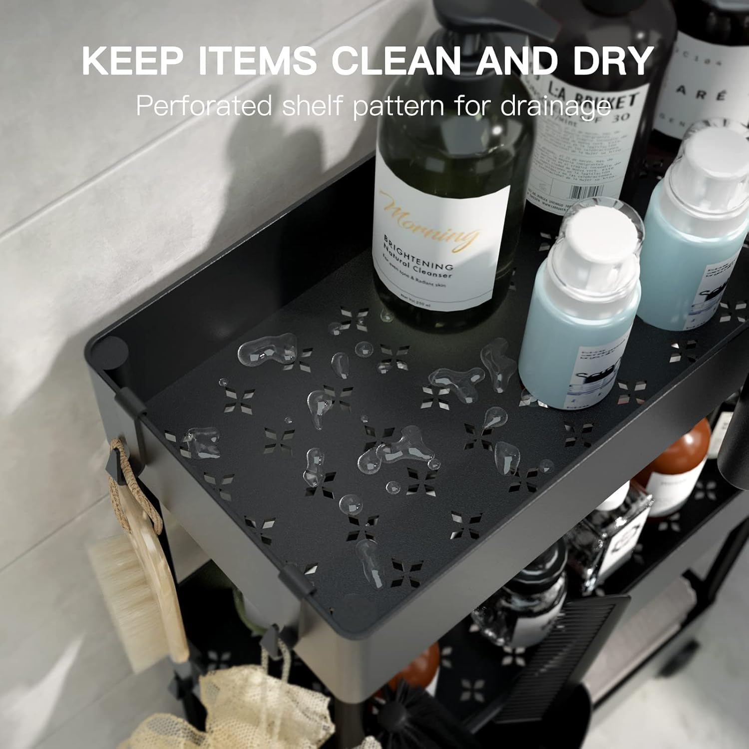 3 tier bathroom storage cart in compact space