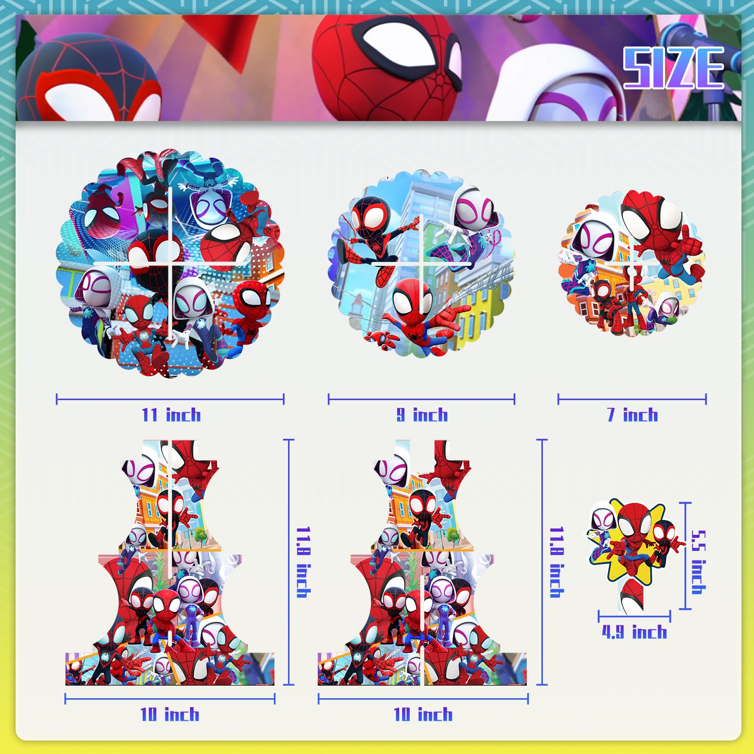 3-Tier cupcake stand holding cupcakes for spider birthday decor