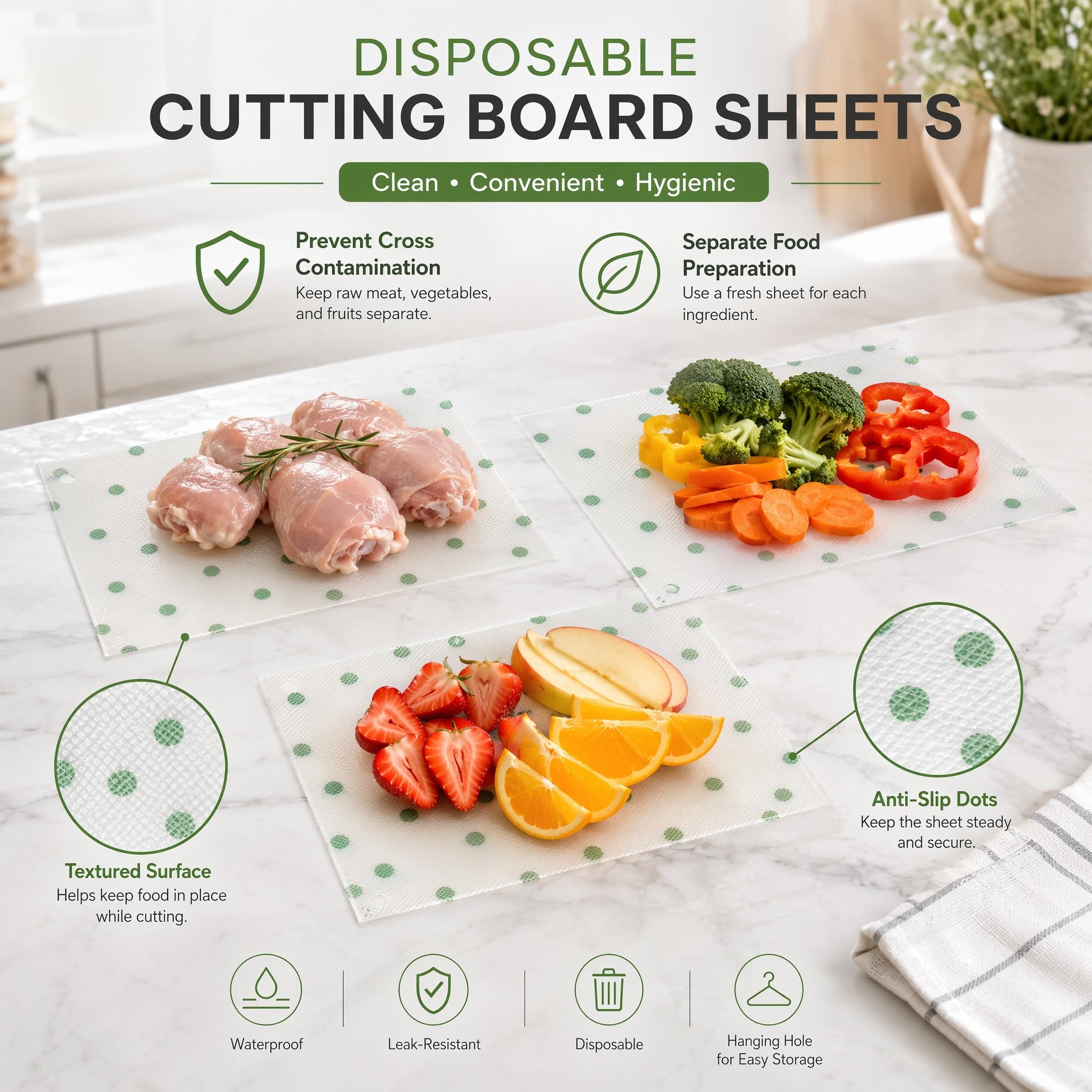 11.8 x 8.3 inch flexible PE cutting mat set for kitchen use