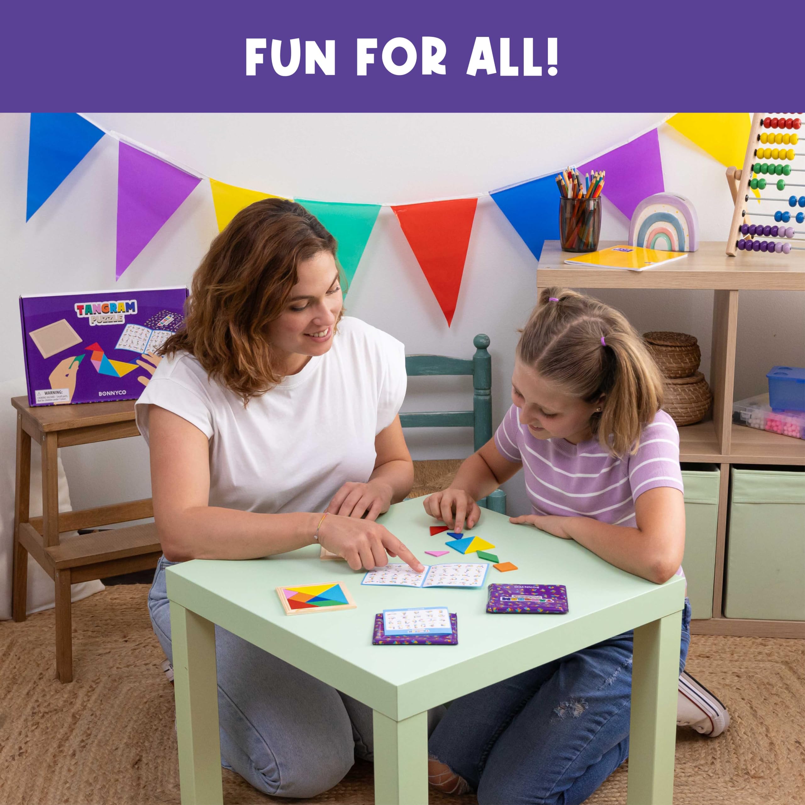 Ages 3 and up wooden tangram puzzle for kids