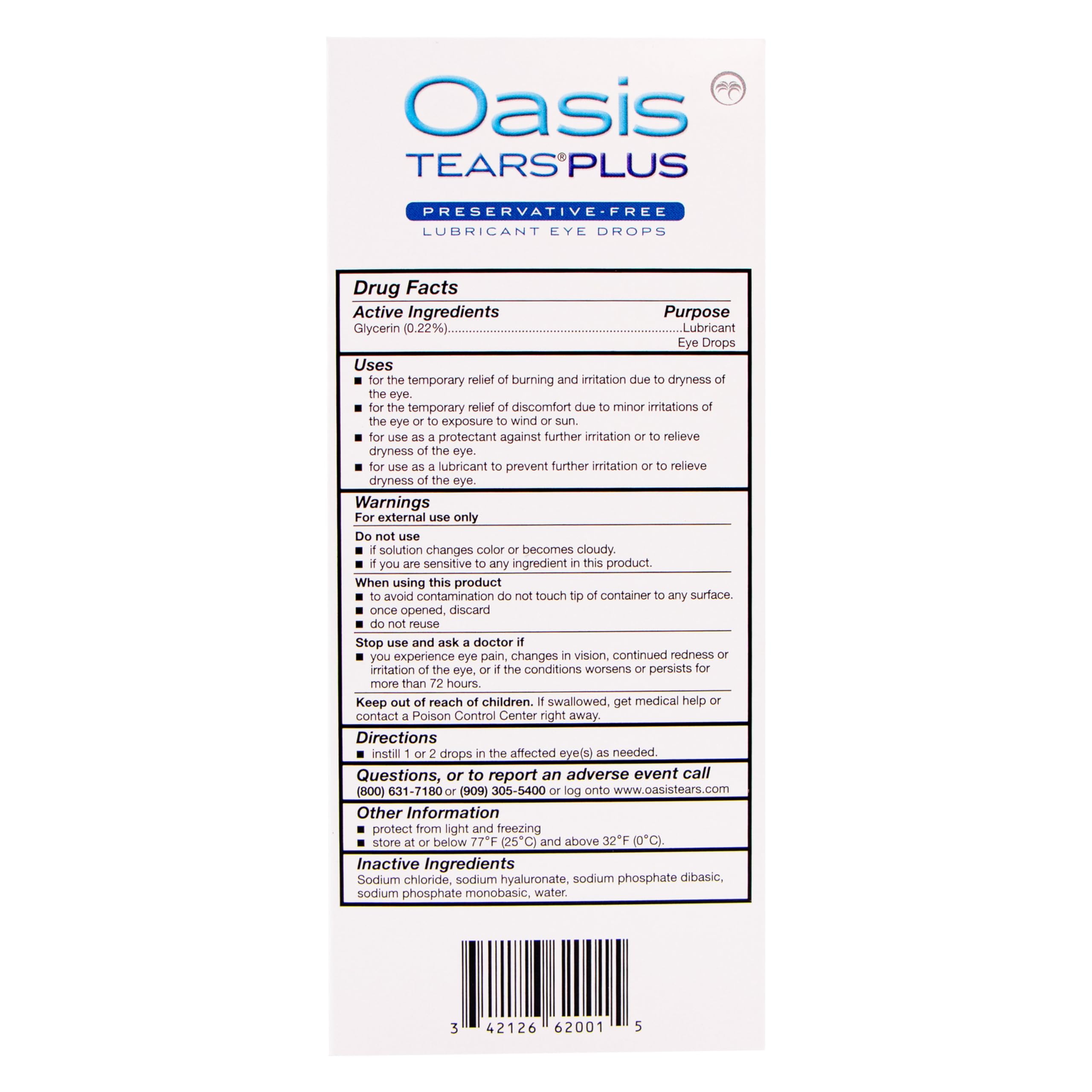 30 vials pack of OASIS TEARS Plus eye drops
