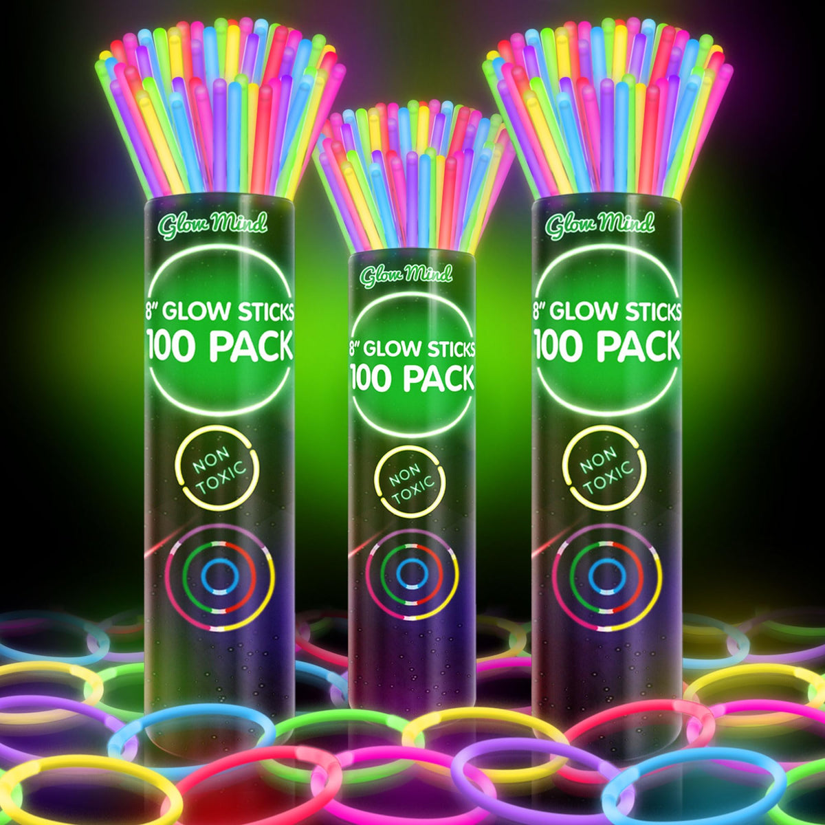 300 glow sticks bulk party pack 8 inch size