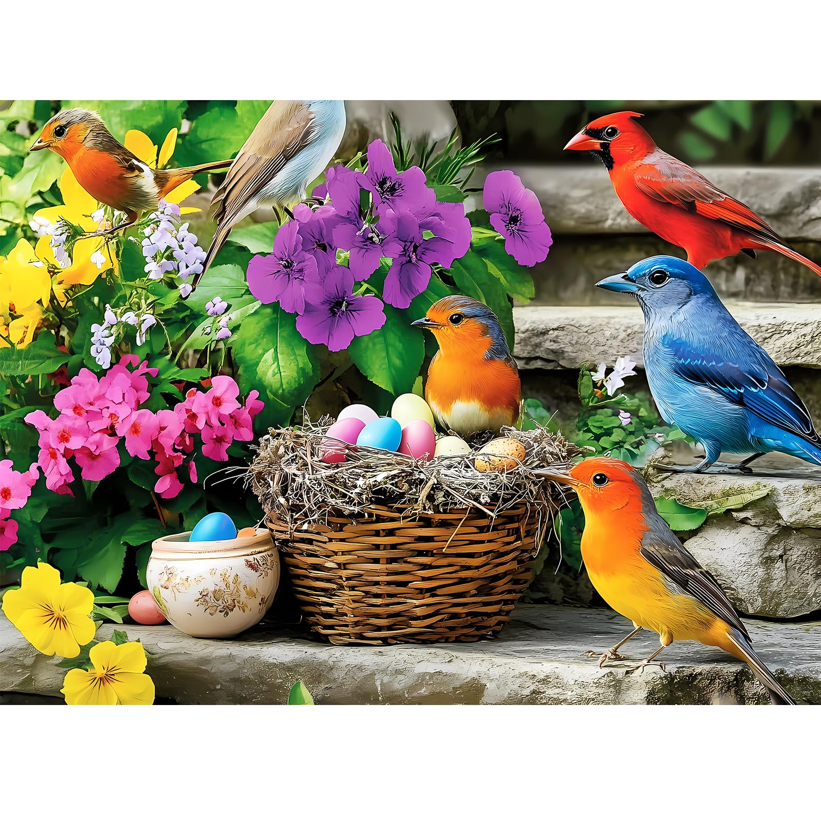 300 piece adults puzzle with colorful birds artwork