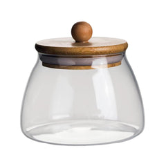 300ml glass airtight storage jar with bamboo lid