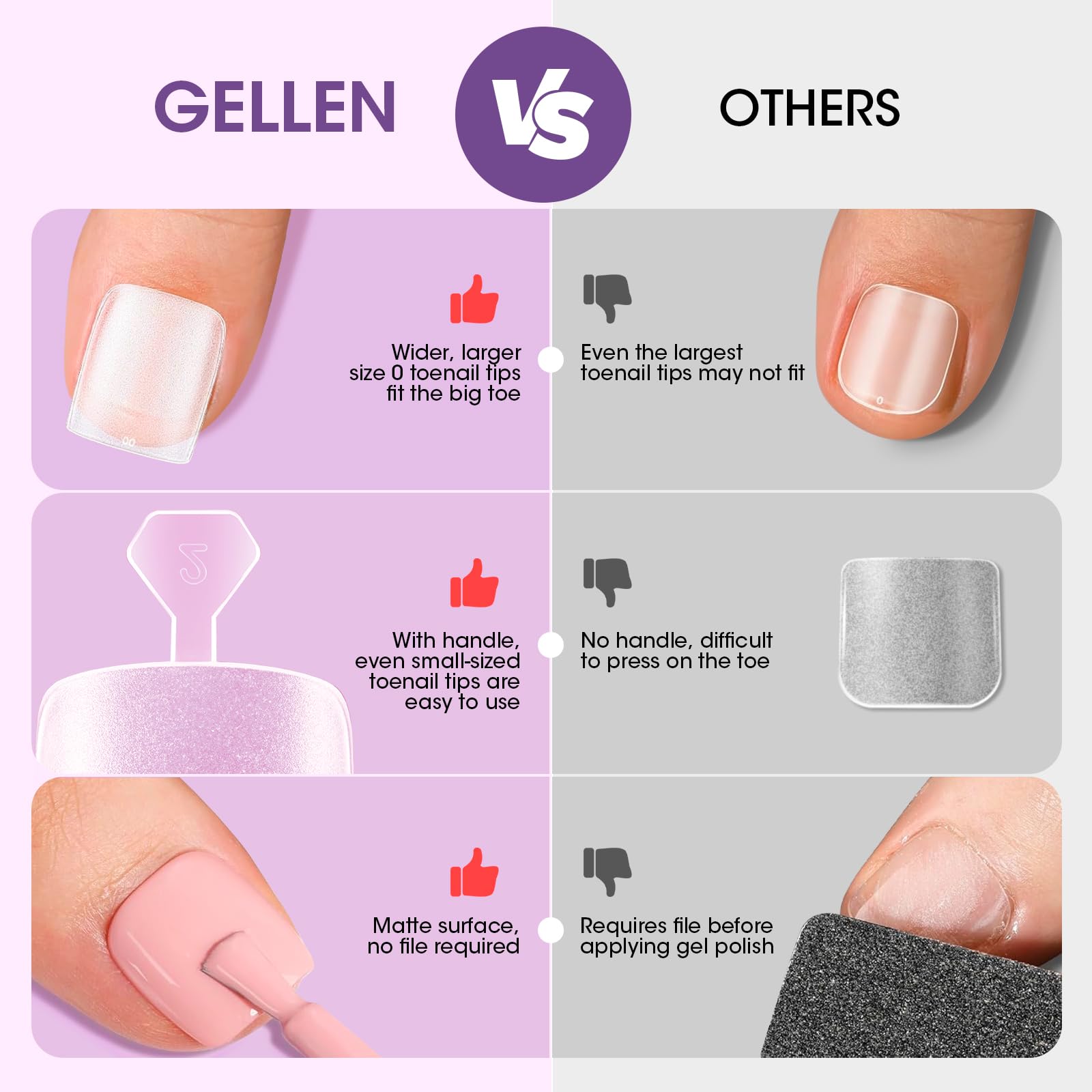 Clear toe nail tips 300 pieces Gellen