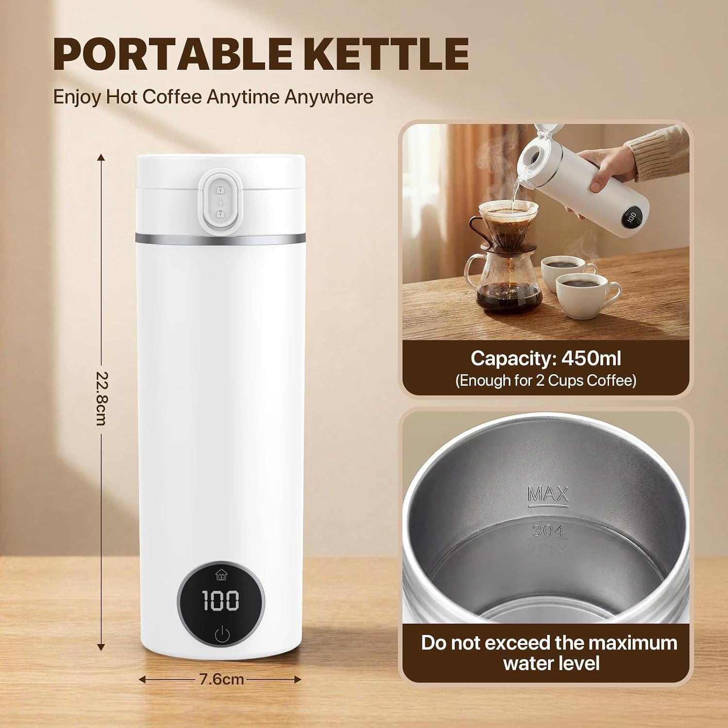 300W travel kettle for fast boiling