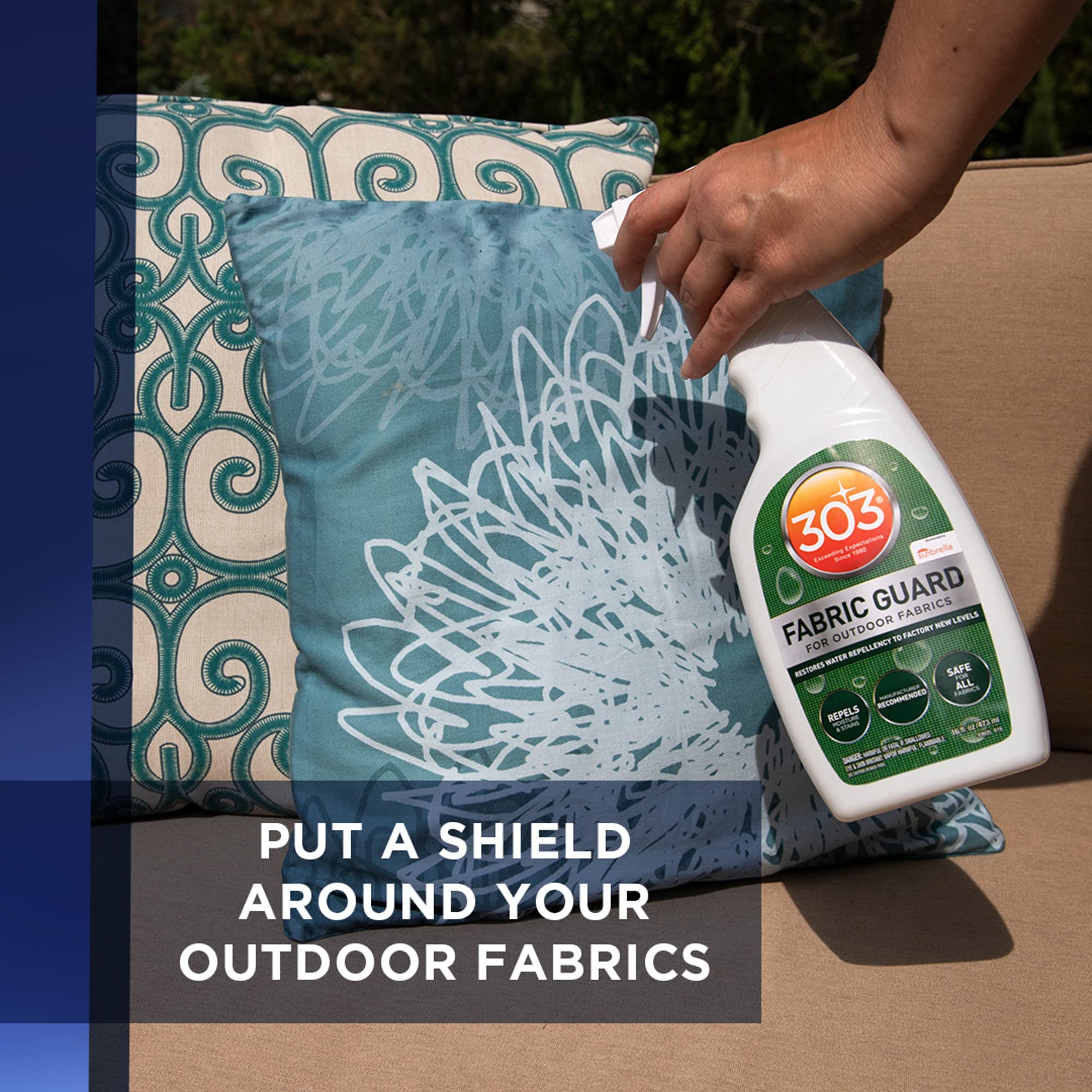 303 Fabric Guard Water Repellent 16 oz packaging for outdoor fabrics