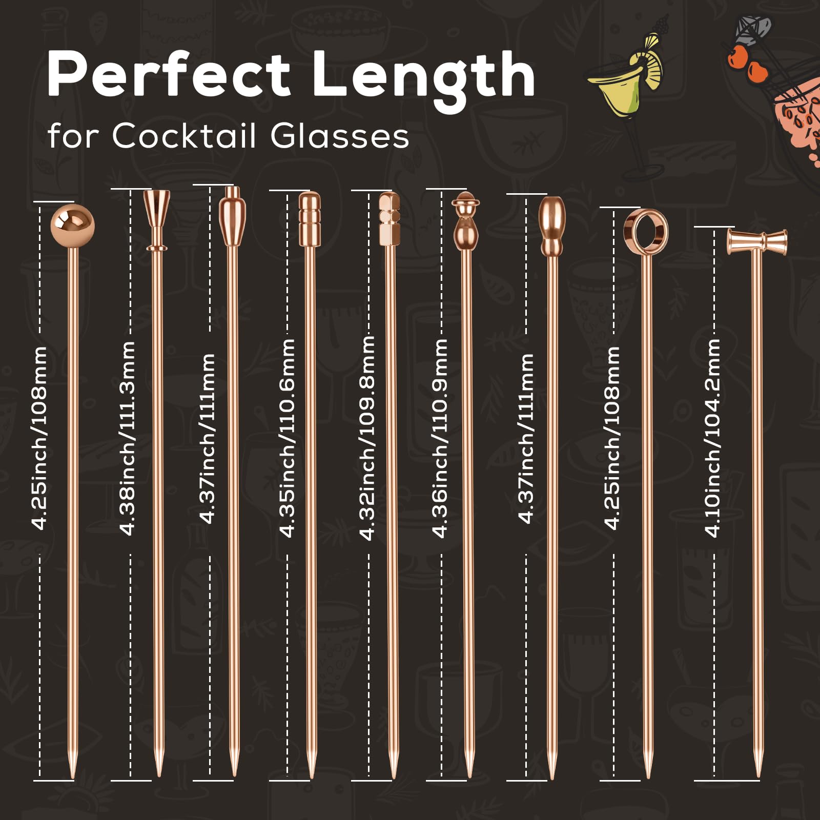 Food-safe 304 stainless steel cocktail picks