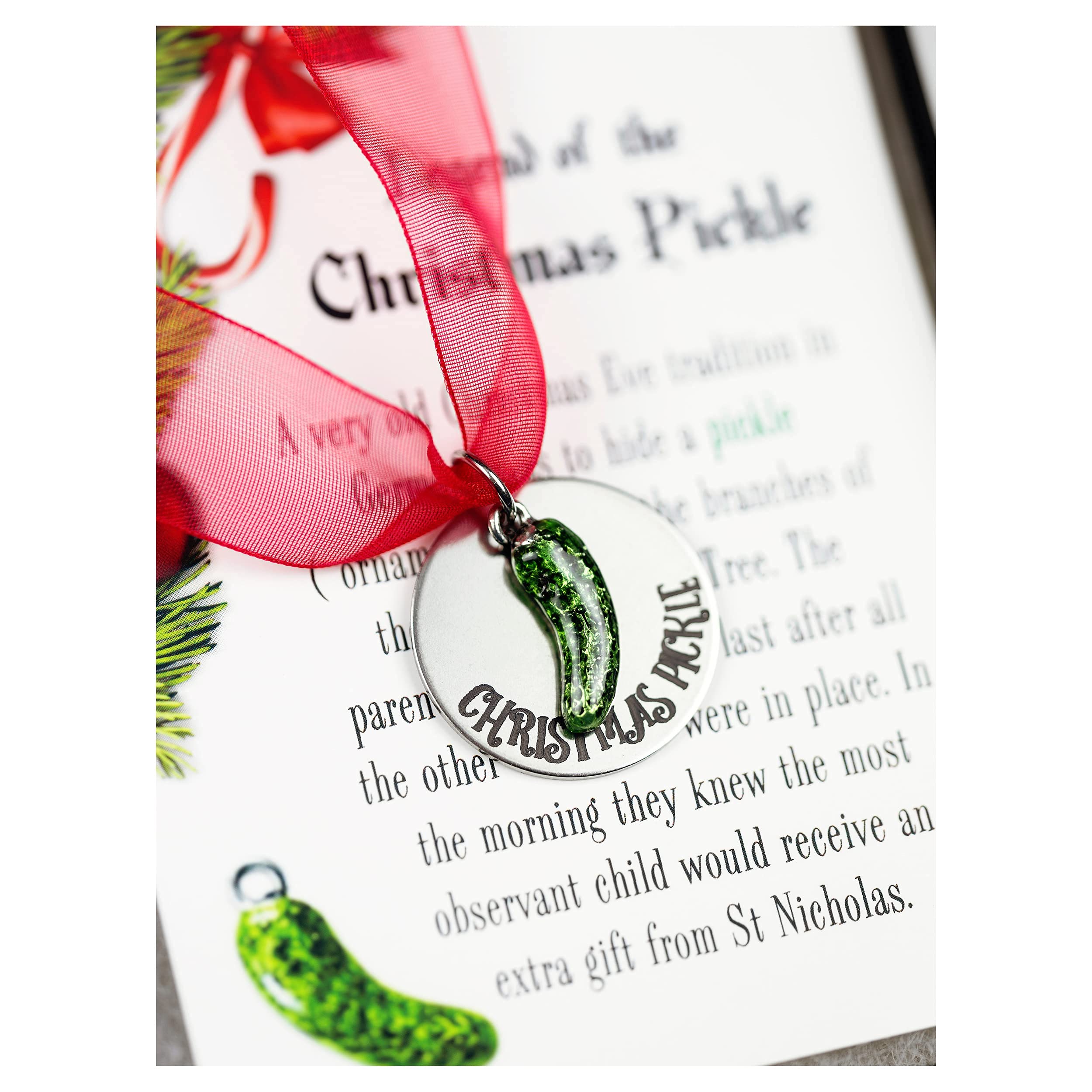 30mm diameter pickle ornament with tiny pickle