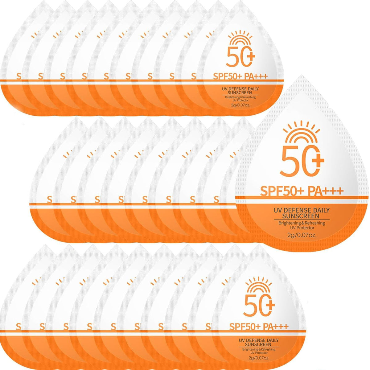 30Pcs Mini Sunscreen SPF 50+ travel packets for face and body