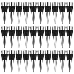 30 piece wine bottle stopper set kit in silver