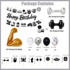 30PCS Wrestling Gym Decor Set including gym balloons and garlands