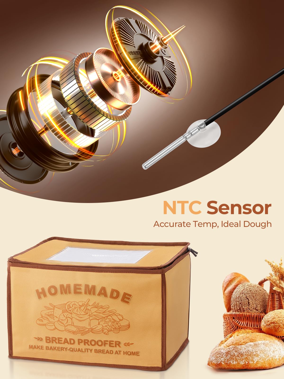 Temperature range 32-133°F with NTC sensor