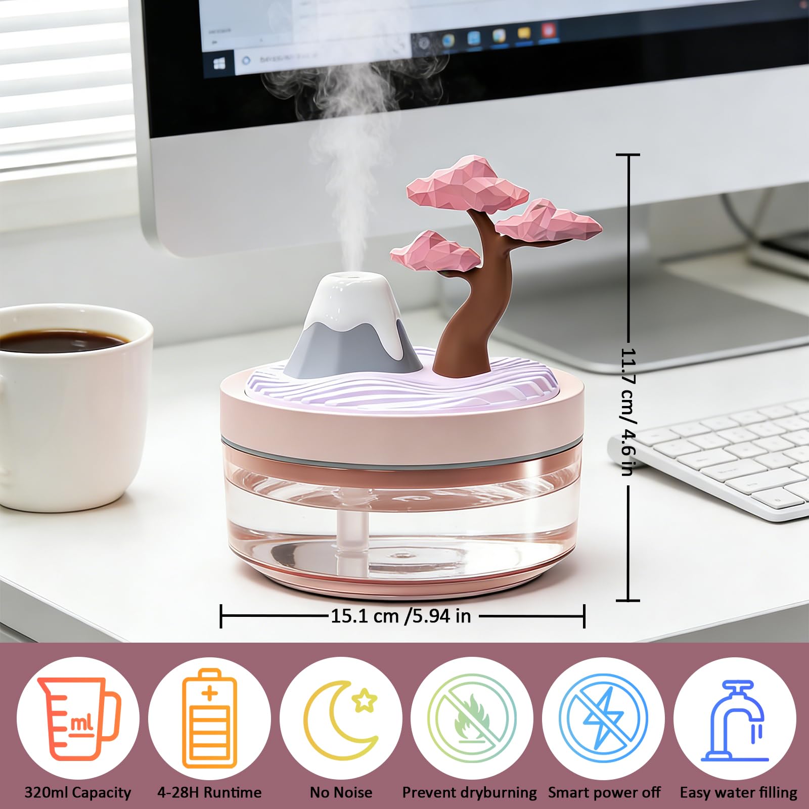 Compact humidifier for small bedroom and nursery