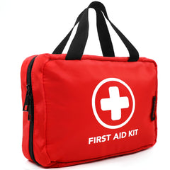 330 piece first aid kit red compact design