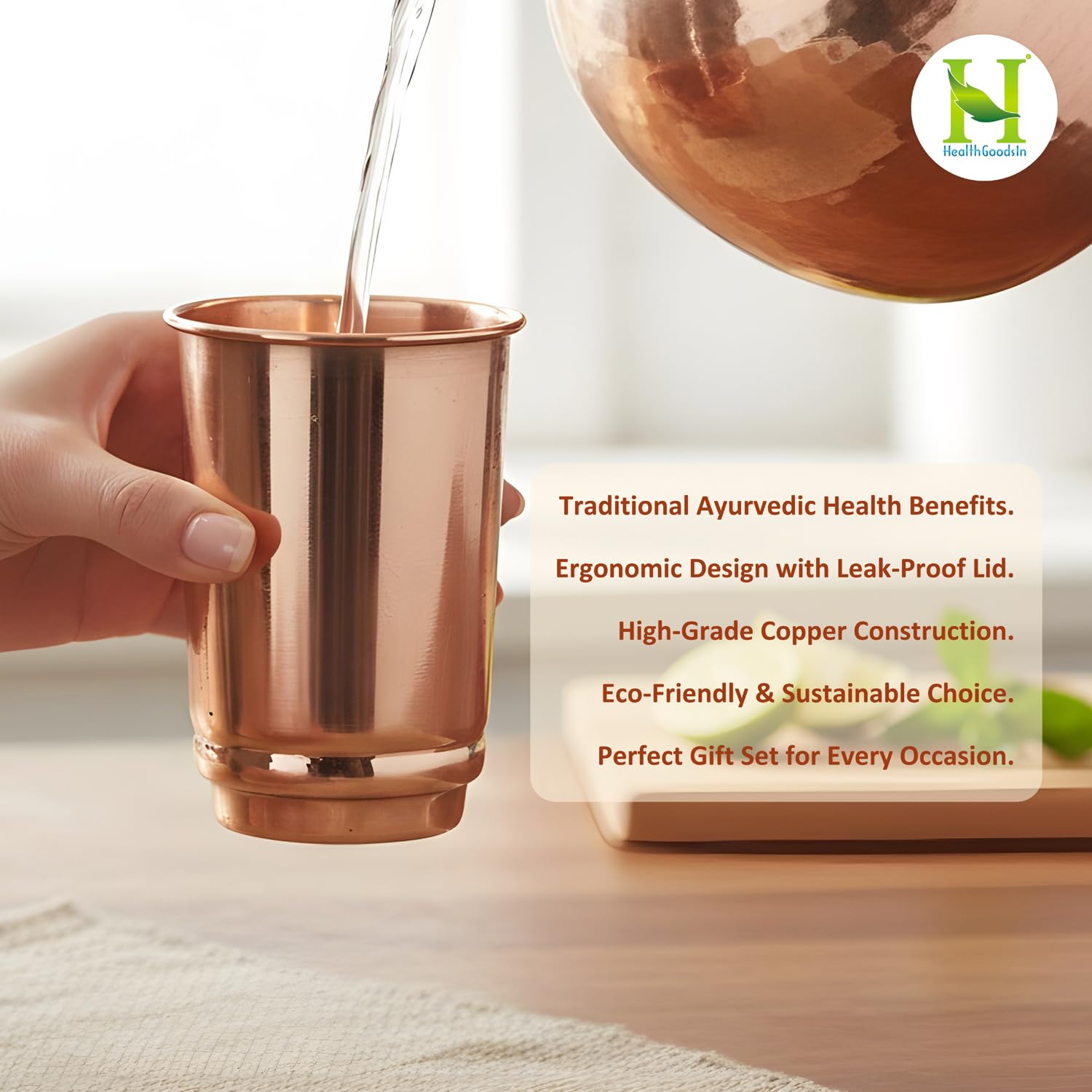 Uncoated copper tumbler 350 mL health goods in
