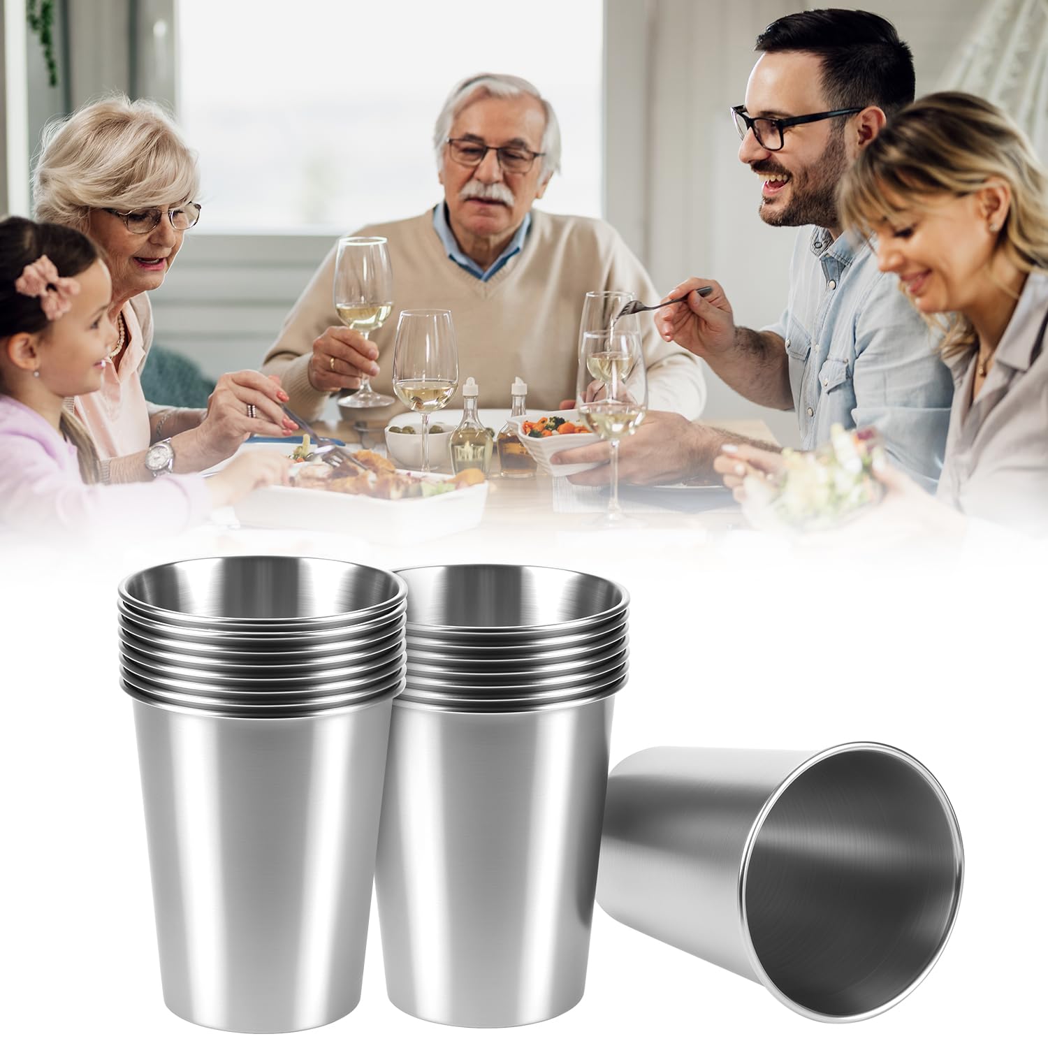 350ml stainless steel pint cups for camping and picnics