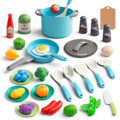 35Pcs kids kitchen toy accessories turquoise