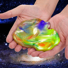 Non-sticky stretchy slime in galaxy colors