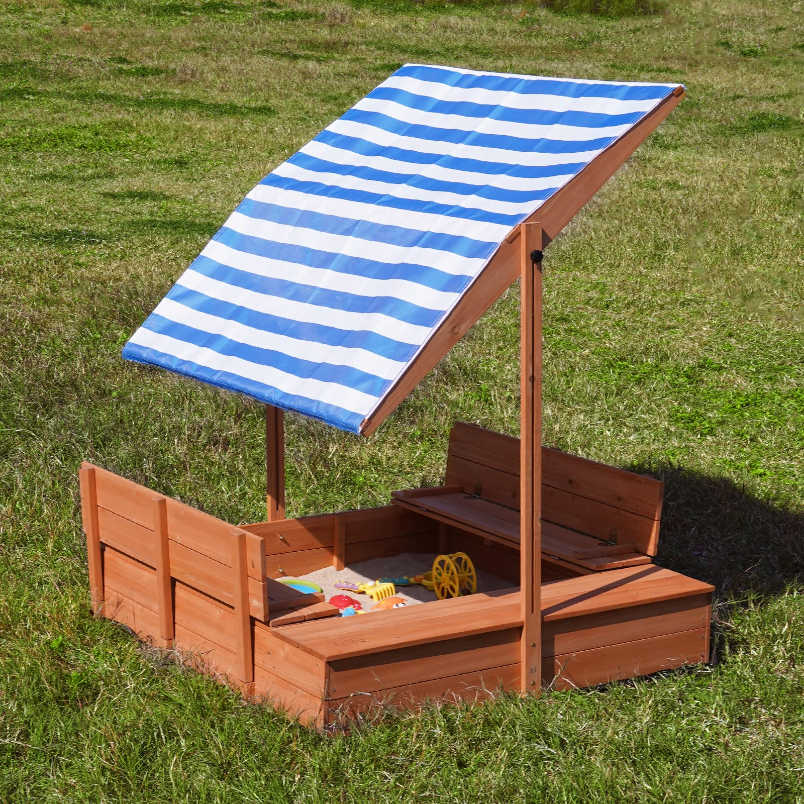 360-degree canopy on Agitree sandbox for sun protection