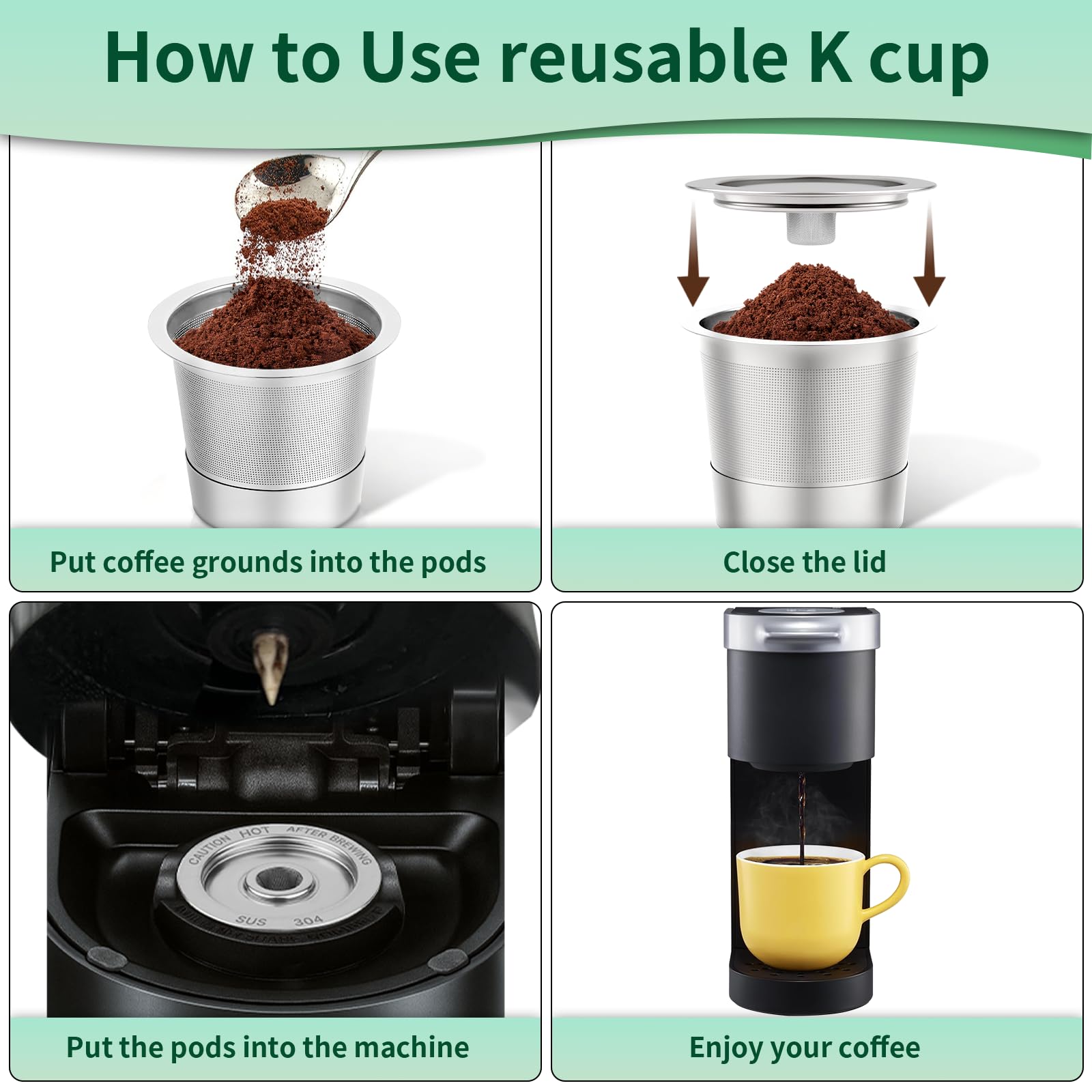 Dishwasher safe metal Keurig reusable K cup